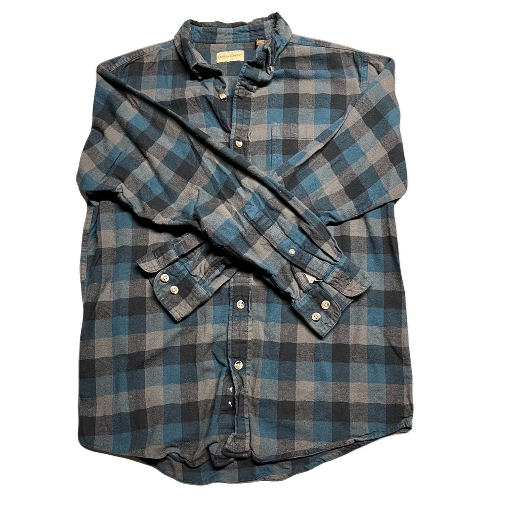 Hobbs Creek Blue and Gray Plaid Flannel Shirt Men’s Medium